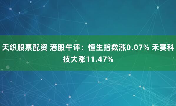 天织股票配资 港股午评：恒生指数涨0.07% 禾赛科技大涨11.47%
