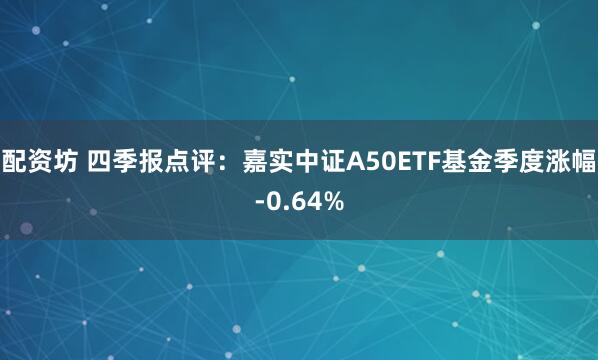 配资坊 四季报点评：嘉实中证A50ETF基金季度涨幅-0.64%